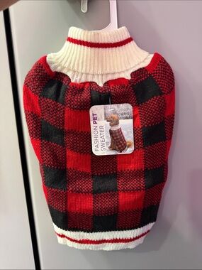Fashion Pet Red & Black Buffalo Plaid Turtleneck Dog Sweater